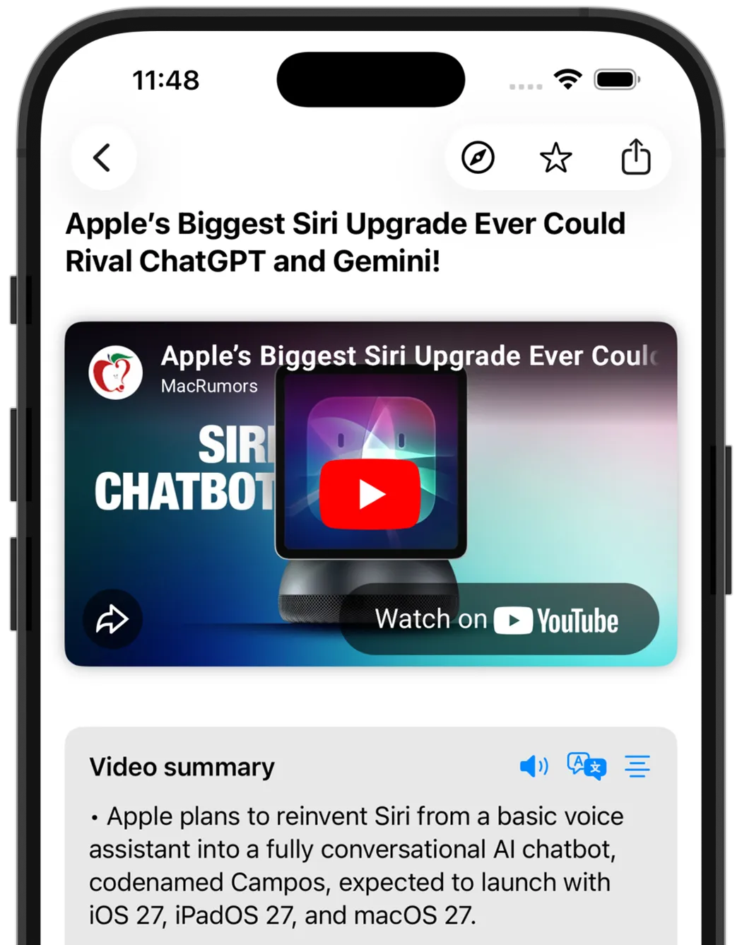 NewsNinja YouTube summaries feature
